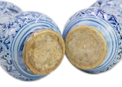 Lot 1131 - A matched pair of Italian Maiolica albarelli or dry drug jars.