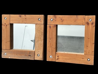 Lot 78 - Two Square Heavy Pine Framed Mirrors. 70 x 70cm.