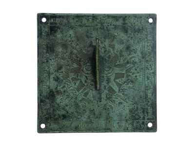 Lot 595 - A square bronze sundial.