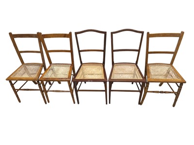 Lot 112 - Five Edwardian Bedroom chairs with cane seats....