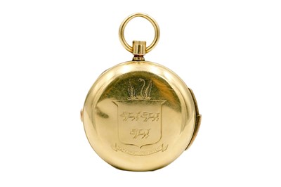 Lot 6 - A good Swiss 18ct quarter repeating crown wind chronograph lever full hunter pocket watch.