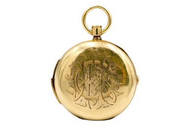 Lot 6 - A good Swiss 18ct quarter repeating crown wind chronograph lever full hunter pocket watch.