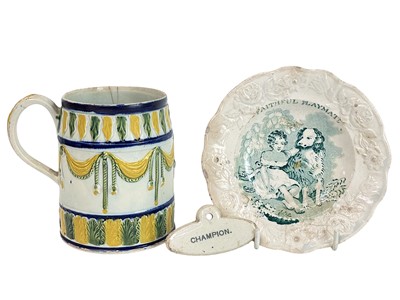 Lot 375 - A Pratt Ware mug circa 1800.