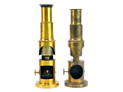 Lot 239 - A brass barrel field microscope.
