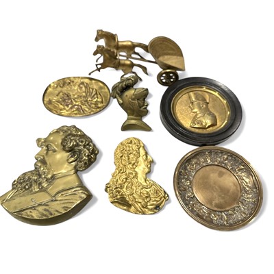 Lot 127 - A bronze pin dish, spelter chariot and a...