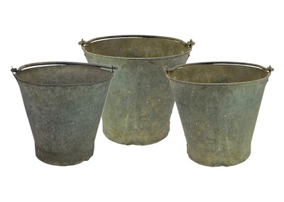 Lot 599 - Three galvanised buckets.