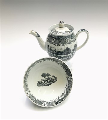Lot 1015 - A pearlware moulded and ribbed teapot,...