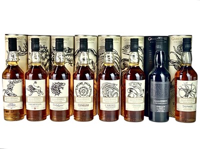 Lot 250 - A collection of eight limited edition Game Of Thrones single malt whiskies