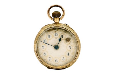 Lot 195 - An 18ct cased Swiss crown wind fob watch for repair or spares.