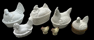 Lot 16 - Four ceramic chicken egg crocks, a tureen, and...