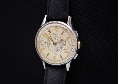 Lot 123 - OLMA - An antimagnetic chronograph stainless steel gentleman's wristwatch.