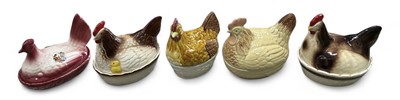 Lot 17 - Five ceramic chicken egg crocks.