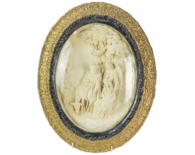 Lot 65 - A 19th century oval plaster relief biblical scene.