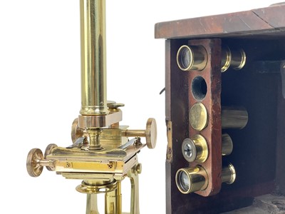 Lot 159 - A Victorian brass compound microscope by John Browning.