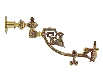 Lot 46 - A Victorian ornate cast brass gas lamp bracket.