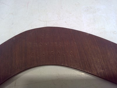 Lot 21 - A Vintage, Hand Carved, Hawes Boomerang. The...