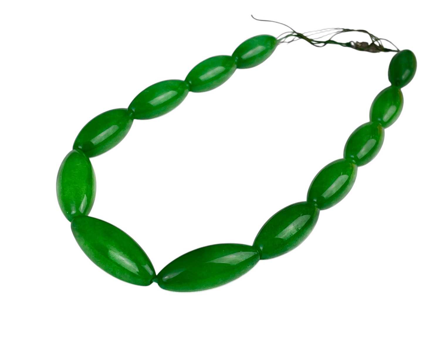 Lot 672 - A Chinese jadeite necklace.