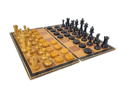 Lot 161 - A boxwood and ebonised chess set.