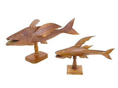 Lot 72 - A carved hardwood flying fish, stamped John Christian Pitcairn Island.