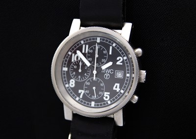 Lot 109 - MWC - A military chronograph stainless steel gentleman's quartz wristwatch.