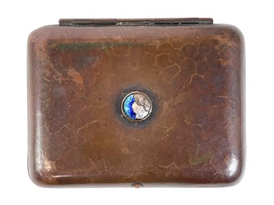 Lot 80 - A Newlyn copper and enamel cigarette case.