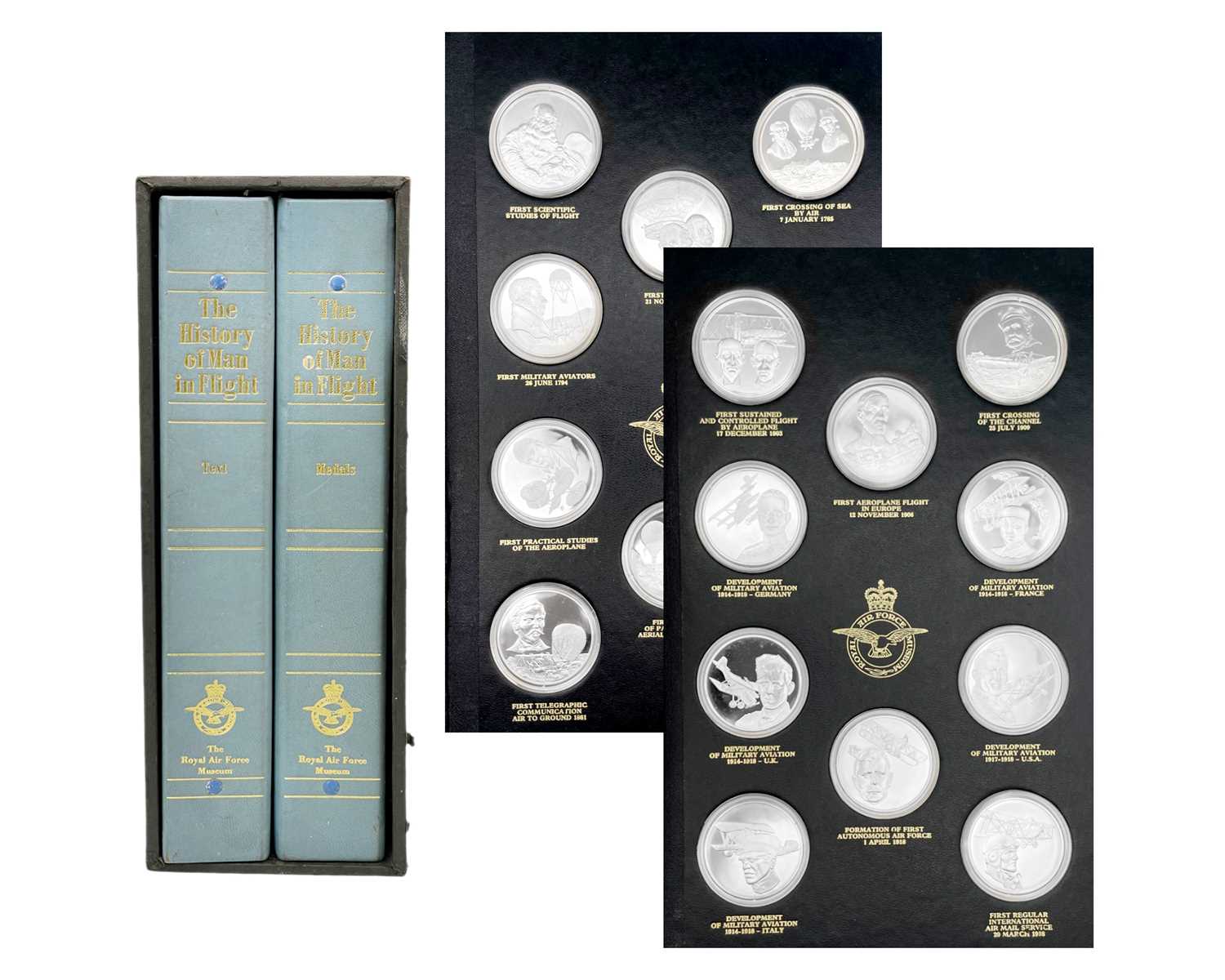 Lot 86 - A History of Man in Flight for the Royal Airforce Museum - a set of 50 silver medals.