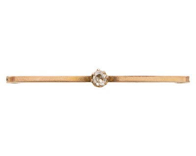 Lot 160 - A 9ct old mine-cut diamond set bar brooch.