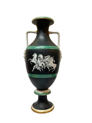 Lot 477 - A Victorian Staffordshire twin handled vase.