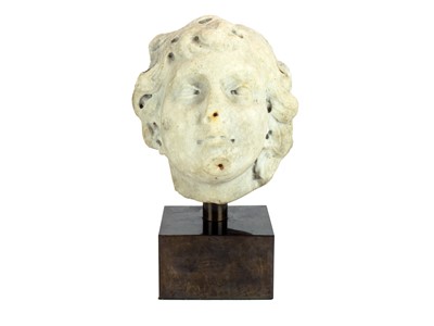 Lot 1114 - A Renaissance marble head of a cherubic youth.