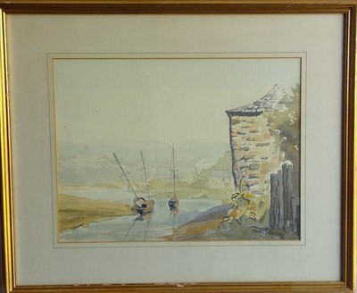 Lot 454 - Derek WATSON (20th Century) Two Boats Moored...