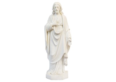 Lot 165 - A large marble figure of the Sacred Heart of Jesus.