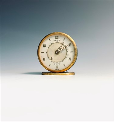 Lot 2610 - Jaeger small 8 day alarm clock with leather pouch