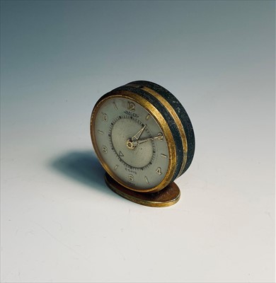 Lot 2610 - Jaeger small 8 day alarm clock with leather pouch