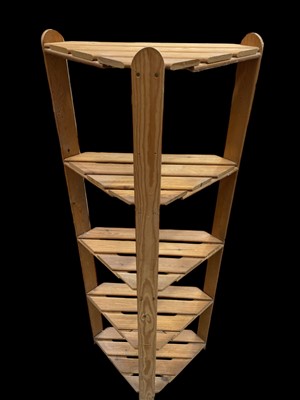 Lot 192 - A Pine Corner unit with slatted shelves. 50 x...
