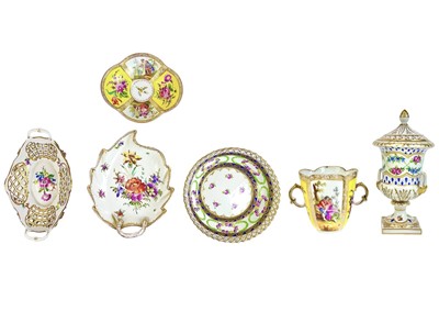 Lot 386 - An Helena Wolfsohn twin handled cup and saucer and other Dresden china.