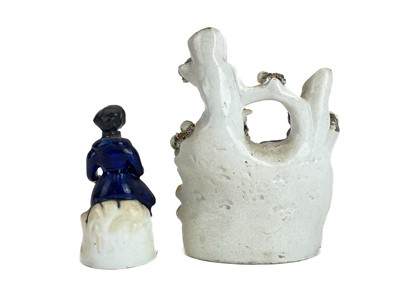Lot 486 - A Victorian Staffordshire pottery flat back figure group of a harvest couple.