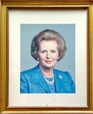 Lot 76 - A photograph of Margaret Thatcher in a gilt...