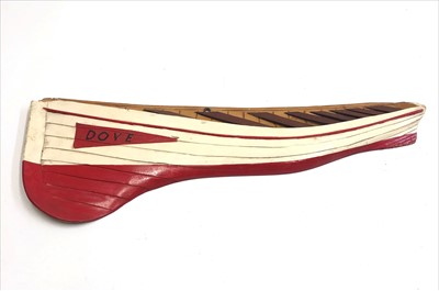 Lot 125 - A painted wood half boat model 'Dove'. Length...