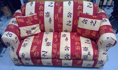 Lot 1 - A Som'Toile, Sofa Bed. In a Chinese Pattern,...