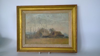 Lot 126 - 'Iden Farm', oil on board, signed CS, 44cm x...