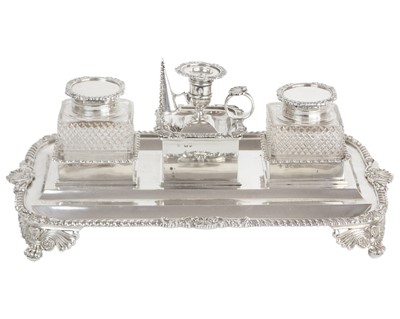 Lot An impressive and large Victorian silver inkstand by Charles Stuart Harris.