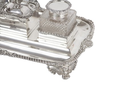 Lot An impressive and large Victorian silver inkstand by Charles Stuart Harris.