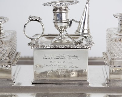 Lot An impressive and large Victorian silver inkstand by Charles Stuart Harris.