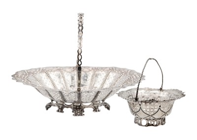 Lot 107 - Two Victorian silver swing handle pierced work bonbon baskets by Martin, Hall & Co.