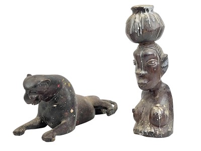 Lot 177 - An African hardwood carved leopard.