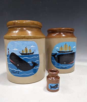 Lot 3 - Stephen Camps aka Scamps, three stoneware jars,...