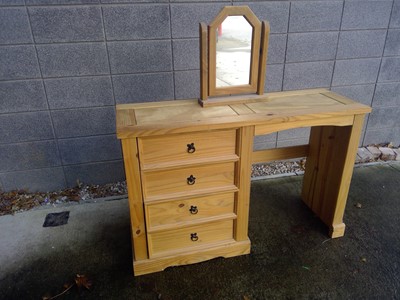 Lot 15 - A Mexican Pine, Dressing Table and Mirror. The...