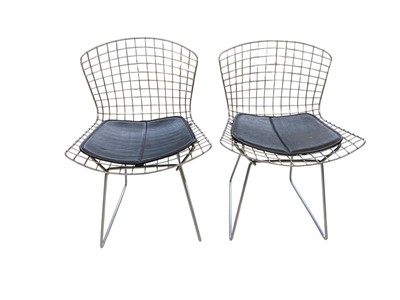 Lot After Harry Bertoia, two chrome wire chairs.