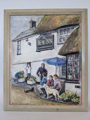 Lot 37 - Original oil painting of The New Inn, Manaccan,...