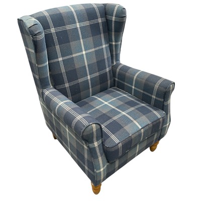 Lot 23 - A Retro Accent Wingback Tartan Armchair. 70cm...